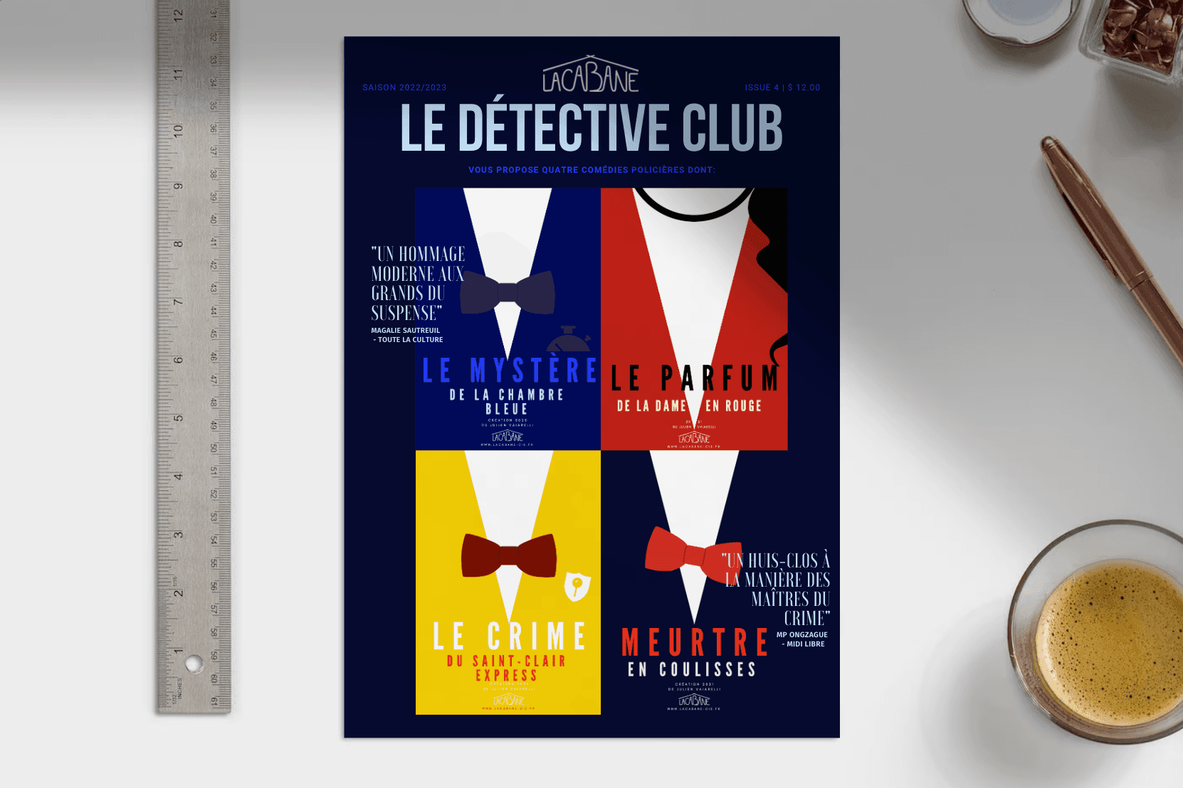 Poster for 'Le Détective Club' featuring abstract illustrations and French text.